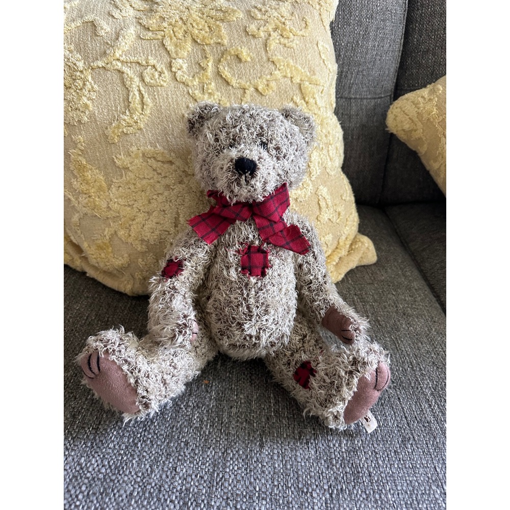 Boyds Bears Abraham Heirloom Series Jointed Plush Bear‎ Red Plaid Bow 904749 NWT